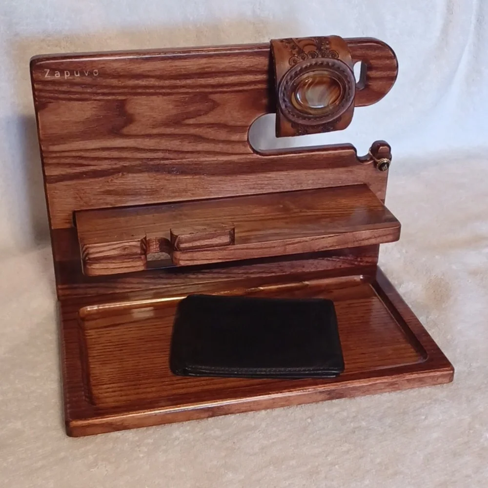 Desktop organizer  night stand organizer wooden by zapuvo